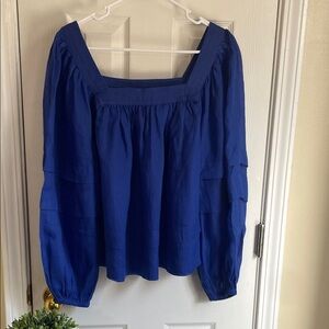 Banana Republic Royal Blue Quiet Luxury Oversized Ramie Blouse